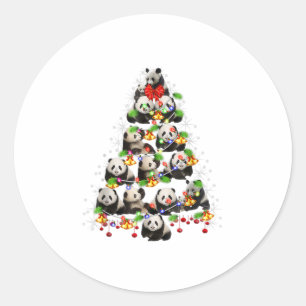Pegatina Redonda Cute Panda Christmas Tree Decour Xmas Tr