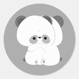 Pegatina Redonda Cute Panda Couple