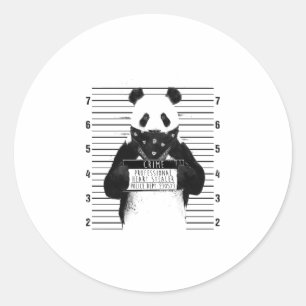 Pegatina Redonda Cute Panda Crime Professional Heart Stealer Funny