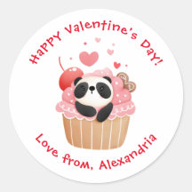 Cute Panda en Cupcake Personalizado Día de San Val