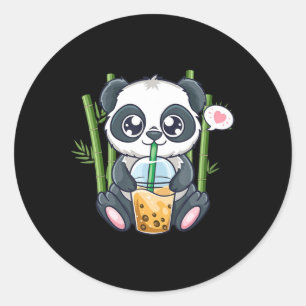 Pegatina Redonda Cute Panda Kawaii Anime Otaku Boba de burbuja japo