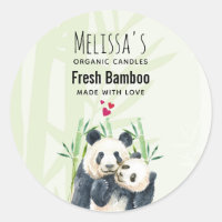 Cute Panda Pair & Bamboo Watercolor Vela Jabón