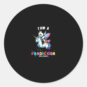 Pegatina Redonda Cute Panda Unicorn Soy una pandicornio chica mágic
