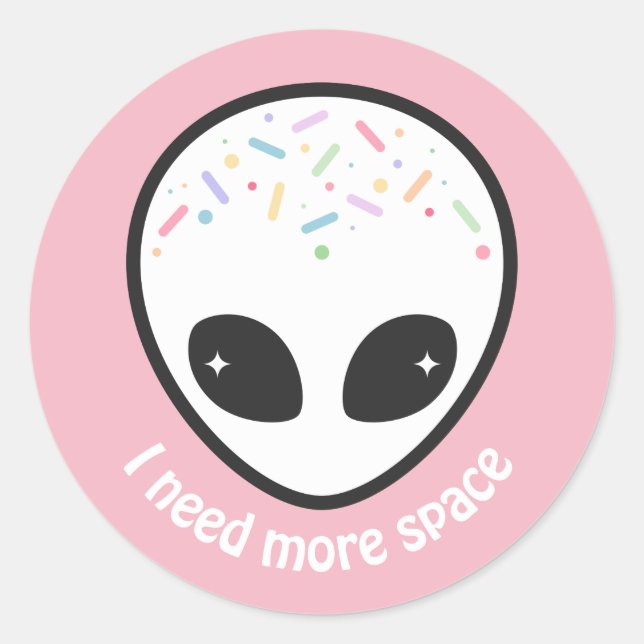 Pegatina Redonda Cute Pastel Alien Head (Anverso)