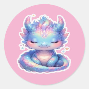 Pegatina Redonda Cute Pastel Baby Dragon Sticker 