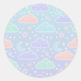 Pegatina Redonda Cute Pastel Cloud & Star Sticker Sheet