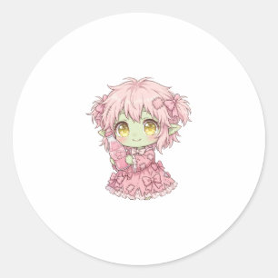 Pegatina Redonda Cute Pastel Feral Ghoul Girl Camiseta - Kawaii Ros