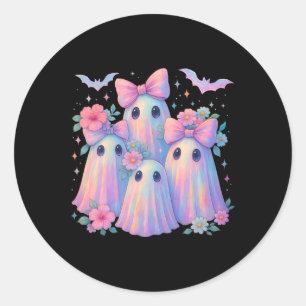 Pegatina Redonda Cute Pastel Ghost Boo Crew Floral Mateo Halloween