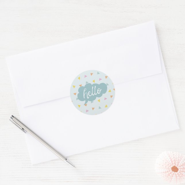Pegatina Redonda Cute Pastel Hello (Sobre)