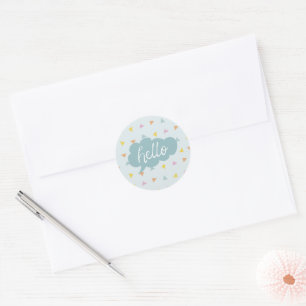 Pegatina Redonda Cute Pastel Hello