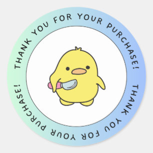 Pegatina Redonda Cute Pato Gracias Sticker