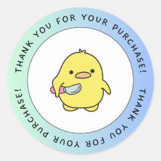 Pegatina Redonda Cute Pato Gracias Sticker