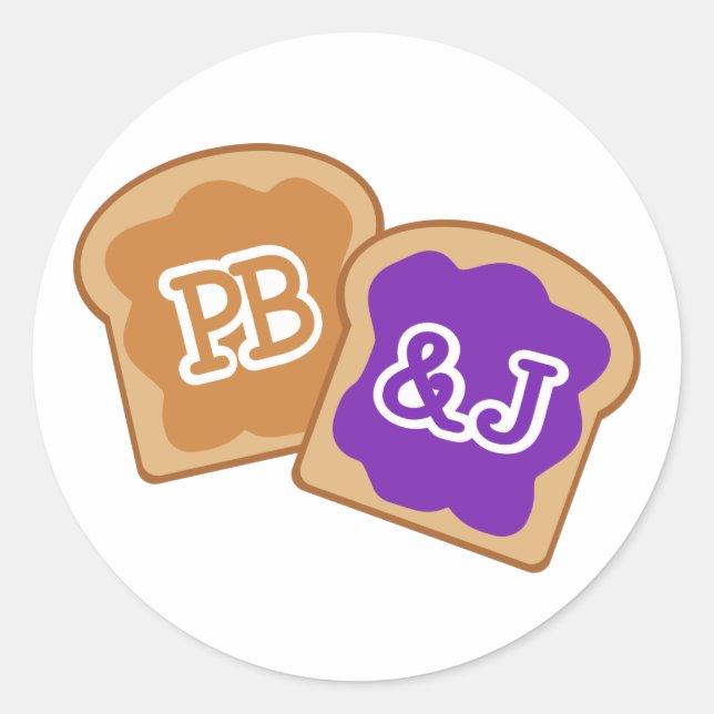 Pegatina Redonda Cute PB&J (Anverso)