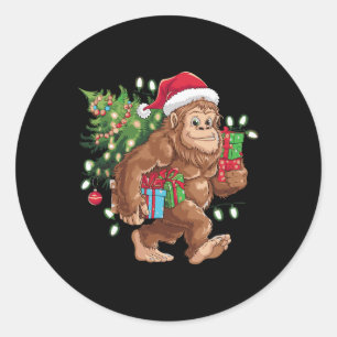 Pegatina Redonda Cute Personalizado Bigfoot Christmas Tree Light Sa