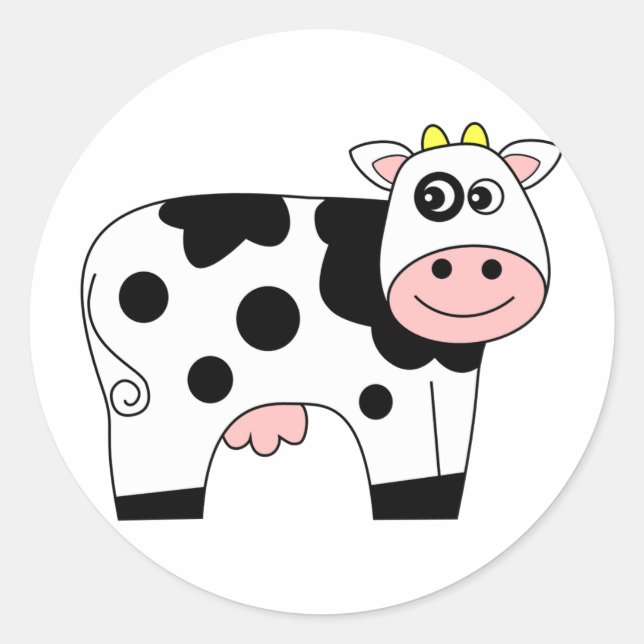 Pegatina Redonda Cute Personalizado Cow (Anverso)