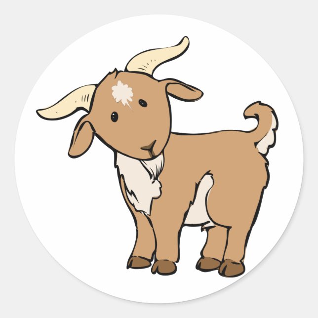 Pegatina Redonda Cute Personalizado Goat (Anverso)