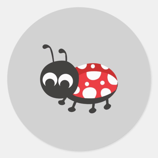 Pegatina Redonda Cute Personalizado Ladybug (Anverso)