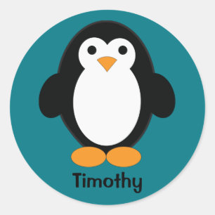 Pegatina Redonda Cute Personalizado Penguin