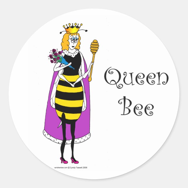 Pegatina Redonda Cute personalizado Queen Bee (Anverso)