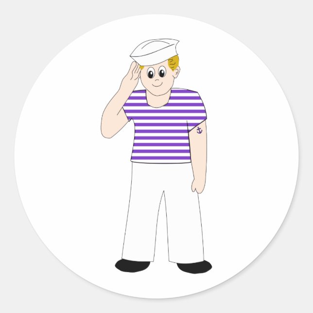 Pegatina Redonda Cute Personalizado Sailor (Anverso)