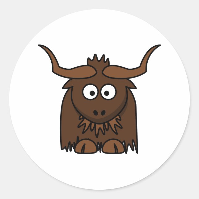 Pegatina Redonda Cute Personalizado Yak (Anverso)