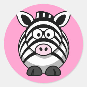 Pegatina Redonda Cute Personalizado Zebra