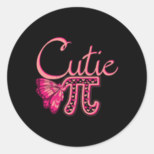 Pegatina Redonda Cute Pi Mariposa Matemática Matemática Festividad