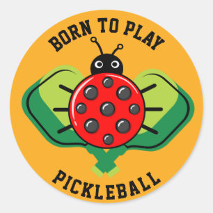 Pegatina Redonda 🐞 Cute pickleball ladybug naranja