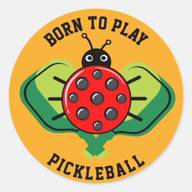 Pegatina Redonda 🐞 Cute pickleball ladybug naranja (Anverso)
