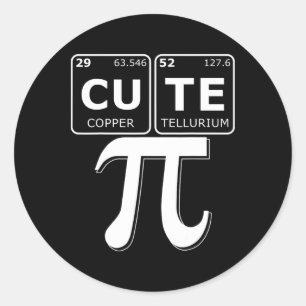Pegatina Redonda Cute Pie Pi Day 3.14 Cutie Matemáticas Periódicas