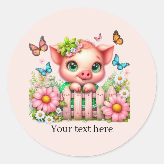 Pegatina Redonda Cute pig lovers customizable  (Anverso)