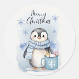 Pegatina Redonda Cute pingüino 3