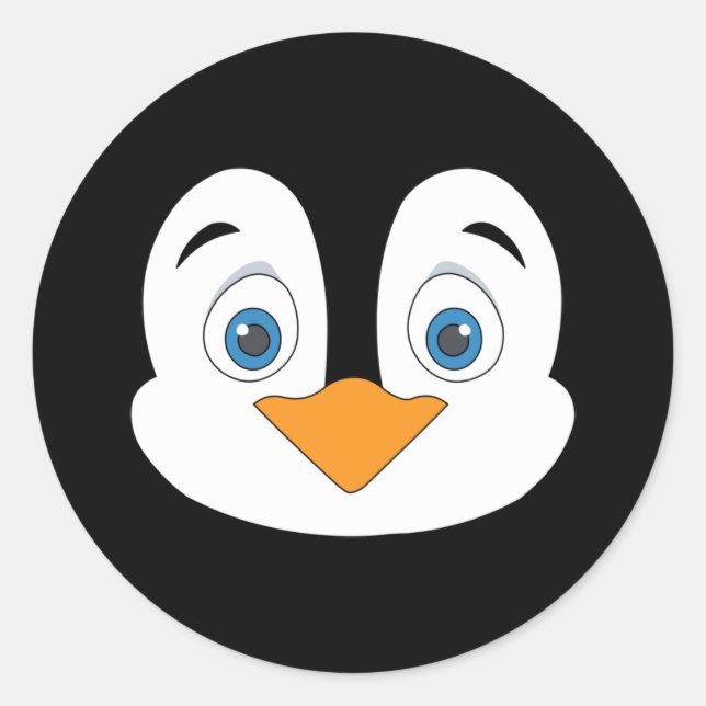Pegatina Redonda Cute pingüino cara (Anverso)