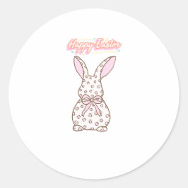 Pegatina Redonda Cute Pink Easter Bunny