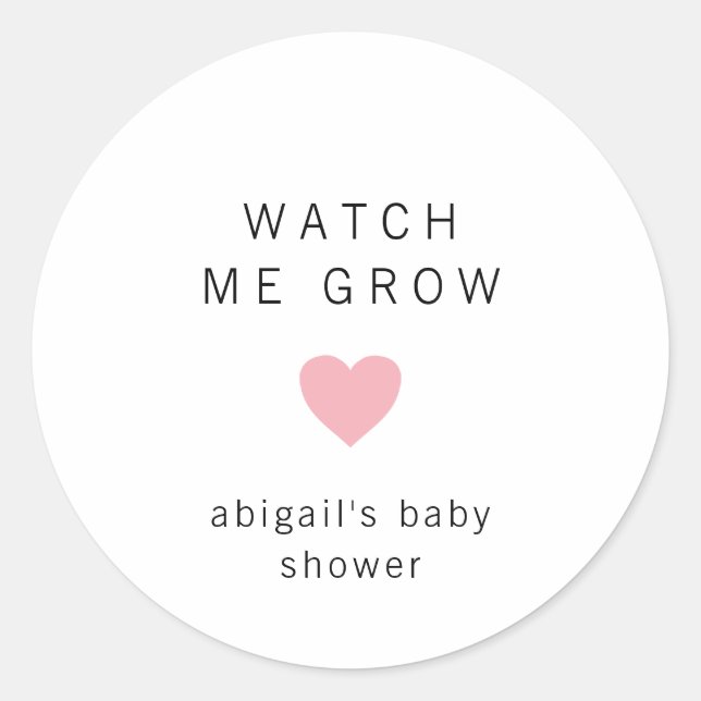 Pegatina Redonda Cute Pink Heart Moderno Baby Shower (Anverso)