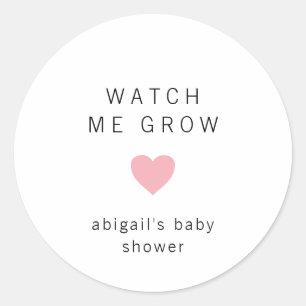 Pegatina Redonda Cute Pink Heart Moderno Baby Shower