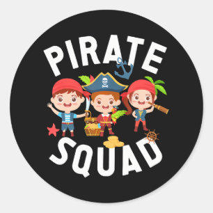 Pegatina Redonda Cute Pirate Squad Pirate Crew