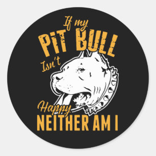 Pegatina Redonda Cute Pit Bull Mom Dad Puppy Dog Funny Pitbull
