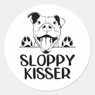 Pegatina Redonda Cute Pitbull Amor Pittie Pit Bull Cachorro Hola