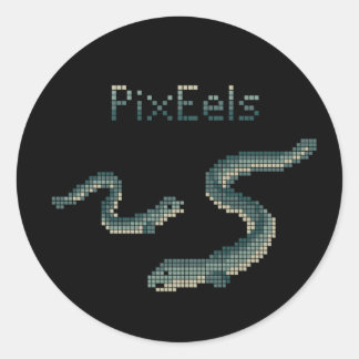 Pegatina Redonda Cute "PixEels" Pixelated Eels Graphic