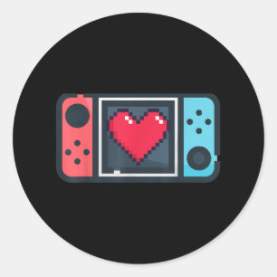 Pegatina Redonda Cute Pixel Gamer Día de San Valentín T Para Hombre