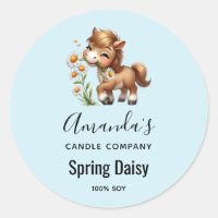 Cute Pony Eating Daisies Candle Business