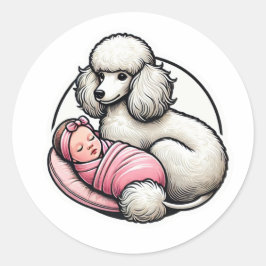 Pegatina Redonda Cute Poodle para ella