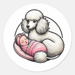 Pegatina Redonda Cute Poodle para ella