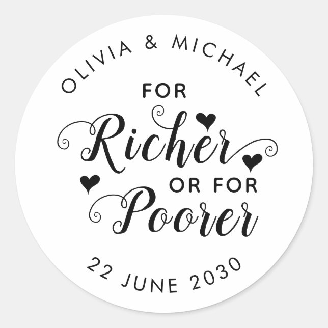 Pegatina Redonda Cute por un favor más rico o por un favor más pobr (Anverso)