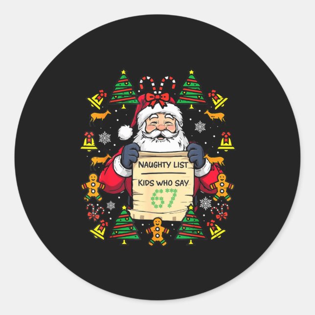 Pegatina Redonda Cute Preppy Christmas,reindeer Brushstrokes Funny  (Anverso)