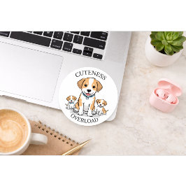 Pegatina Redonda Cute Puppy Family Sticker