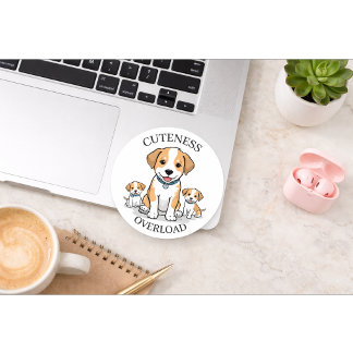 Pegatina Redonda Cute Puppy Family Sticker