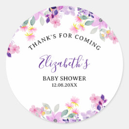 Pegatina Redonda Cute Purple and Pink Spring Flowers