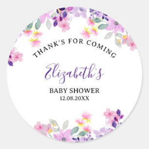 Pegatina Redonda Cute Purple and Pink Spring Flowers